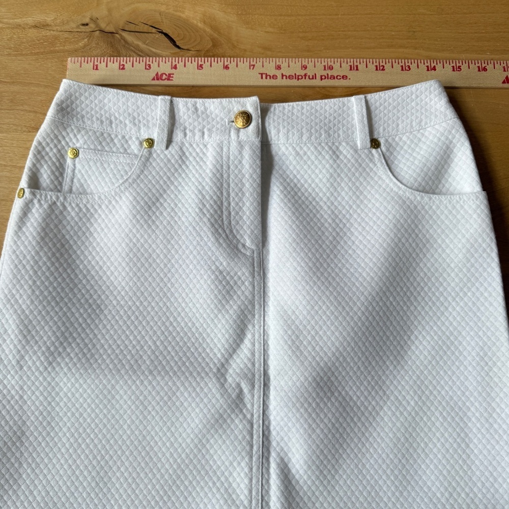J MCLAUGHLIN SKIRT PENCIL MINI QUILTED SPORTY POCKETS CHIC CASUAL PREPPY WHITE 2 - Picture 7 of 11